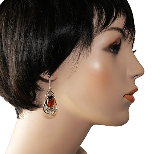 Sterling Silver And Baltic Honey Amber Kidney Hook Earrings Mary (Large) #TOP1