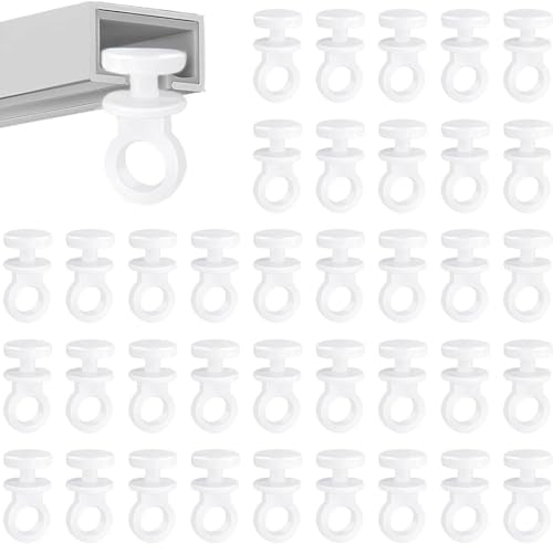 SWYZOR 100 Pièces Coulissant Crochet de Rideau Rail Glisseur, Patins à Rideaux, Gisseur Rail Rideau, Crochet Rail Rideaux Glisseur, Applicable à Rideaux pour Salle de Bain, Cuisine, Salon