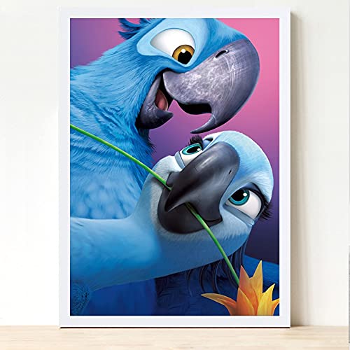 Peinture au diamant perroquet bleu XXL pour décorer un grand salon moderne en point de croix 5D