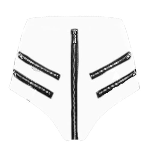 パンティー PVC レザー ラテックス ショーツ セクシー 下着 ジッパー クロッチ ブリーフ エロ セクシー ランジェリー,白,L