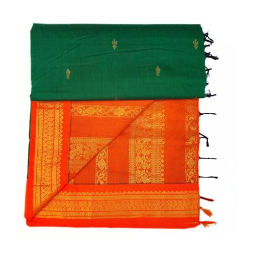 Image of Pure Kalyani Cotton Saree | Zari Border & Blouse Piece - Lata Gadwal Design | Traditional Saree