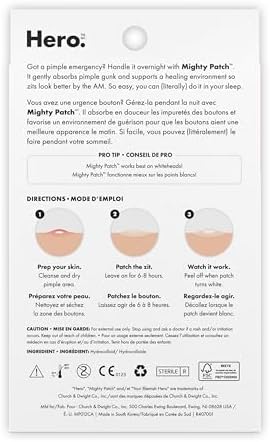Hero Cosmetics Mighty Patch Original – Hydrocolloid Patch for Pimples, Overnight Acne Blemish & Zit Stickers for Sensitive Skin, (72 Count) - 5