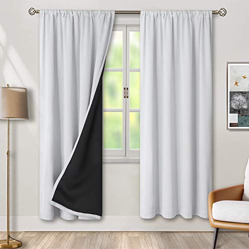 BGment Greyish White Blackout Curtains for Bedroom 84 Inch Length 2 Panels