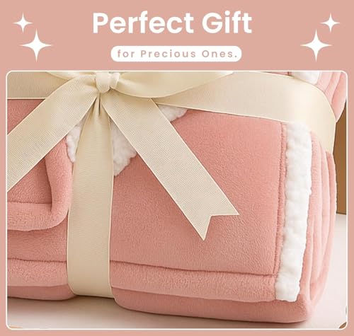 Image of VAS COLLECTIONS Baby Blanket Gift Set | 2-Layer Flannel & Sherpa Wrapping Sheet | Ultra Soft & Cozy | Newborn Boys & Girls | All-Season AC Blanket (130x105 cm, 800 g) (Gift Pink, Baby (800g))