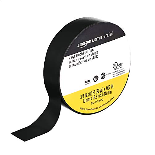Amazoncommercial Vinyl Electrical Tape, 3/4 In X 60 Ft X 0.007In (19 Mm X 18.3 M X 0.18Mm), Black, 6-Pack #TOP2