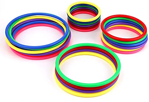 OOTSR 24 stücke Kunststoff Toss Ringe Set für Ring Toss Spiel, Drinnen draußen Kinder Target Übungsspiele, Party Favor Spiele, Karneval, Garten, Hinterhof, Game Booth (Großes Format)