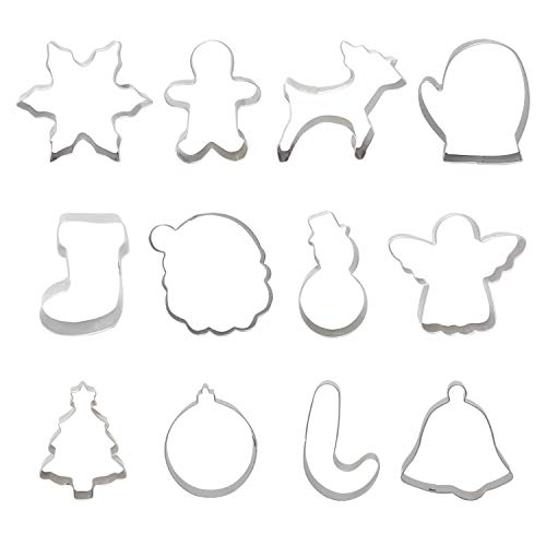image for JOYIN Christmas Cookie Cutter Set 12 PCS Santa Claus Snowman Gingerbre