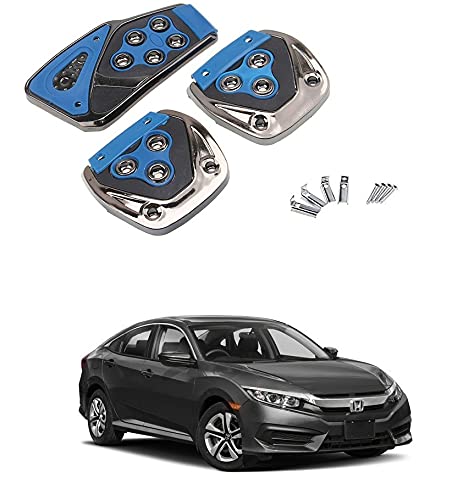 Anti-Skid Foot Pedal Manual/Auto Gear Accelerator Clutch Brake Accelerator Pedal Cover Set Kit - Blue for Honda Civic