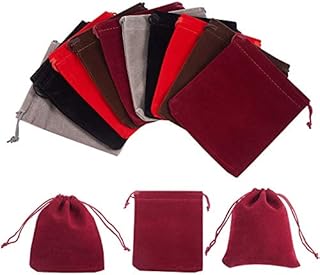 NBEADS 18 Pcs Velvet Bags, Drawstring Jewelry Pouches Rectangle Gift Bags for Wedding, Candy Bags, Party Favors, 12x10cm