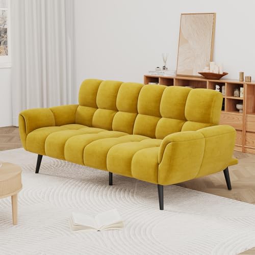 HIPIHOM Convertible Futon Sofa Bed, 76.77" Modern Linen Futon Couch,