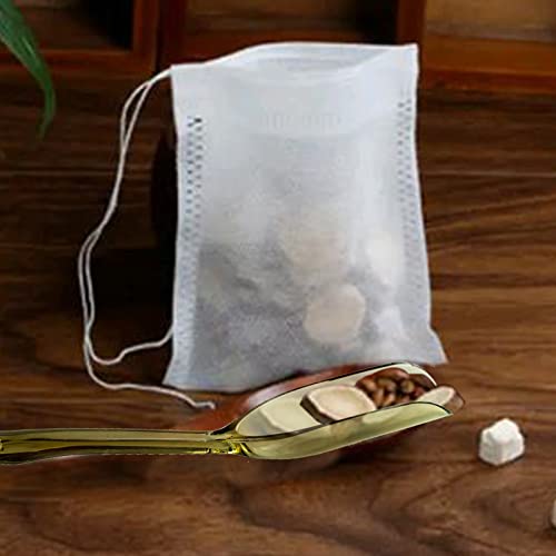 200 Disposable Tea Filter Bags with Drawstring Seal - Empty Infuser Bags & Plastic Tea Spoon for Loose Tea and Coffee (7 x 9cm) - Image 6