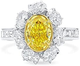 ASTTERIA Fancy Vivid Yellow Diamond Ring 2.04 Ct. (3.90 Ct. TW) O...