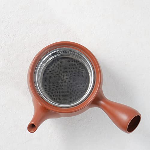 Kyusu Teapot Red Tokoname Yaki -Made In Japan -340Ml/11.4Fl Oz Capacity | Japanese Tea Kimikura (Removable Fine Mesh Filter　) #TOP3