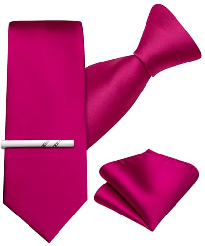 Image of Barry.Wang Boys Ties Pre-Tied Satin Solid Color Kids Tie Pocket Square Set Adjustable Formal Necktie Graduation School