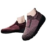 Zapatillas de deporte para hombre slip-on de media caña de punto, sin cordones, ajuste elástico, ligeras, transpirables, cómodas con amortiguación y suela antideslizante, ideales para correr, caminar