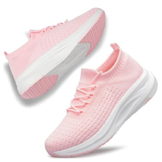 Womens Slip on Walking Shoes Comfort Lightweight Breathable Sock Shoe Non-Slip Mesh Casual Fashion Tennis Running Sneakers Pink Size 9.5