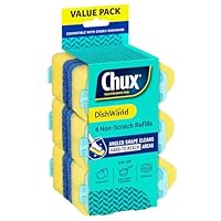 Chux Dishwand Sponge Scourer Refills, Non-Scratch and Angled, 6 Count