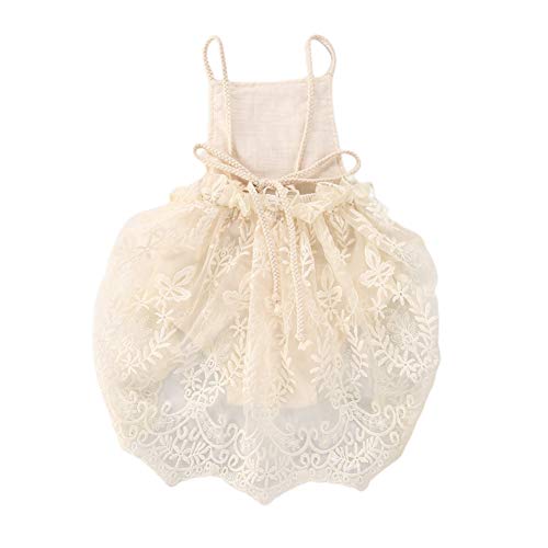 Easisim Newborn Infant Baby Girl Clothes Lace Embroidery Halter Backless Jumpsuit Romper Bodysuit Sunsuit Outfits Set (White, 12-18 Months) #TOP2