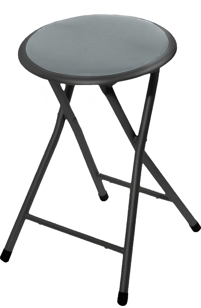 Tabouret pliant gain de place anthracite en PVC 30x30 pour petit espace