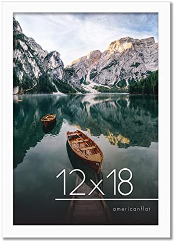 Americanflat White Picture Frame 12x18 - Engineered Wood with Shatter Resistant Glass - Horizontal and Vertical Formats for Wall