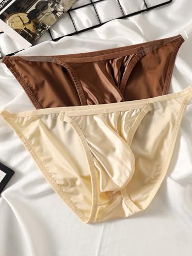 Men's Sexy Low Rise Satin Silky Bikini Briefs Bulge Pouch High Cut Underwear4