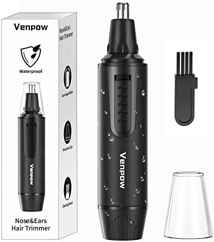 Ear and Nose Hair Trimmer Clipper Professional Not Pulling Eyebrow Ear Nose Trimmer with Dual Edge Spinning Blades , IPX7 Waterproof, Black