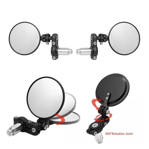 Espejo moto lateral universal plegable de 22mm juego de retrovisores negro blanco 4