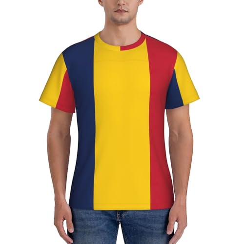 Lot de t-shirts imprimés drapeau du Tchad, T-shirts en polyester frais et respirants, maillots de corps restés rentrés pour homme, Noir , L