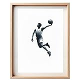 Affiche Basket Minimaliste Aquarelle – Basketteur en Dunk Époustouflant | Art Mural Sportif Moderne – Décoration Murale Élégante pour Salon, Chambre ou Bureau | Idée Cadeau pour Fans de Basketball