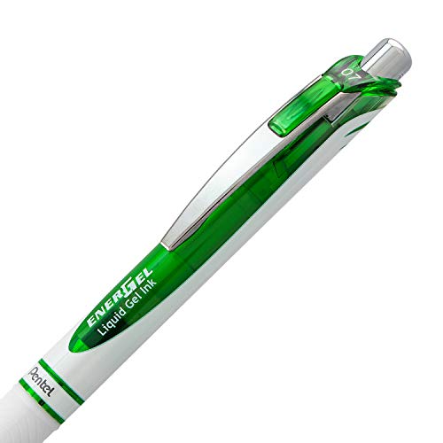 Pentel Energel Pearl Retractable Liquid Gel Pen, (0.7Mm) Metal Tip, Medium Line, Lime Green Accent, Lime Green Ink, 12 Pack (Bl77Pw-K) #TOP3