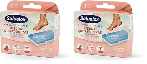 Salvelox ® | Piedra quitadurezas doble acción | Elimina las durezas y suaviza la piel para unos pies suaves y cuidados | 1 Unidad (Paquete de 2)