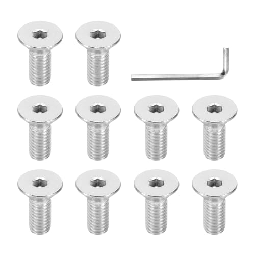 Image of PATIKIL 3/8-16 x 1" Flat Head Socket Cap Screws, 10 Pcs Flat Countersunk Bolts Hex Socket Drive 304 Stainless Steel Machine Screws UNC Coarse Full Thread with Hex Spanner