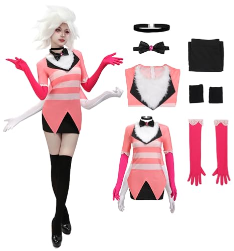 DAZCOS Angel Dust Cosplay for Women Men Costume Outfit Full Set for Halloween (Small)