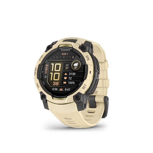 Garmin Instinct 3, Reloj Inteligente con GPS, Pantalla AMOLED de 45 mm,Resistente al Agua,Aplicaciones Deportivas integradas, Monitorización de la Salud, Linterna LED, hasta 18 días autonomía, Blancz