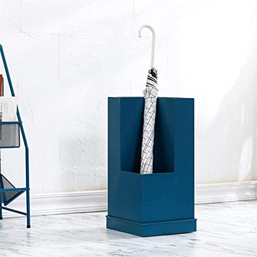 Porte-parapluie géométrique en fer forgé bleu avec bac de récupération d'eau - 4