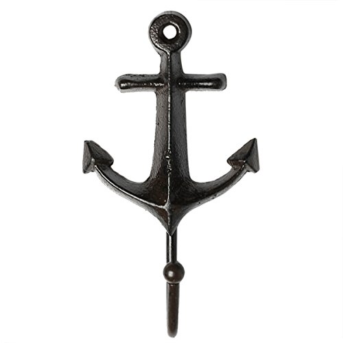 vonHermine Anker Haken Garderobe Gußeisen 7x4cm Höhe 13,5cm maritimer Kleiderhaken Cover
