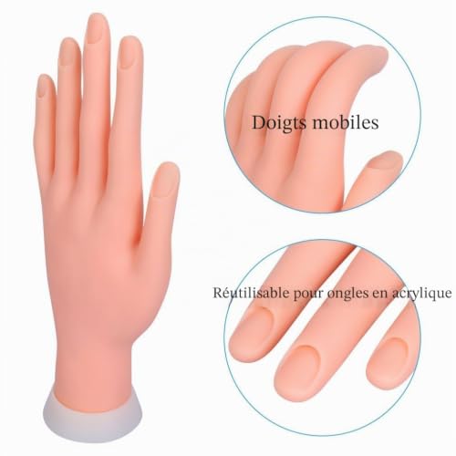 Xrten Modèle de Pratique à Ongles, Practice Manicure Nails Main et Pratique Flexible Mannequin à Ongles – vue 4
