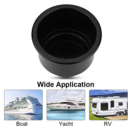 Marine Cup Holder Insert, Plastic Replacement Liner with Drain Hole, Universal Fit for Boats, RVs and Cars, Prevents Condensation