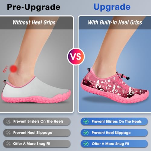 Image of Built-in Heel Grips Water Shoes for Kids Girls Boys Hiking Wide Barefoot Swim Beach Pool Big Kid