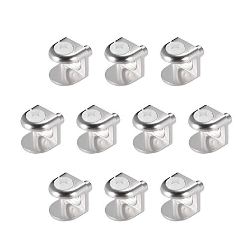 Image of Sourcingmap Glass Shelf Brackets, 10pcs Zinc Alloy Glass Shelf Clamp Pegs Support Clip Shaft Mount for 5mm-8mm Thick