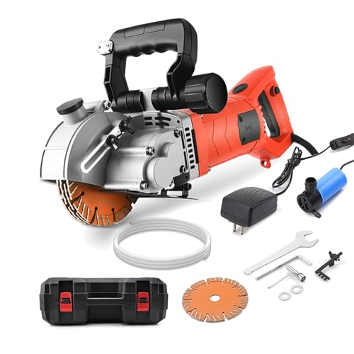 WUCIOA Scanalatrice elettrica da 4800 W, Macchina per scanalature a Muro con Pompa dell'Acqua, Impugnatura Anteriore Regolabile a 180°, Copertura Protettiva Regolabile, scanalatrice per Cemento