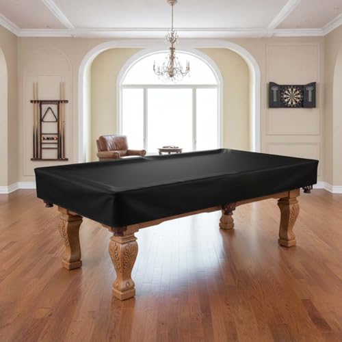 Pool Table Cover, Light Weight Farbric Billiard Table Covers, Waterproof & Dustproof Air Hockey Table Cover, Black (Black, 7)