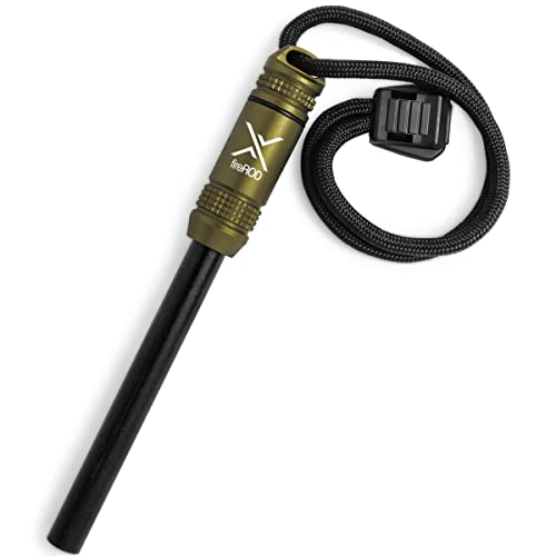 Exotac fireROD Ferrocerium Firestarter with Replaceable 5/16 in. Diameter Waterproof Ferro Rod Striker and Tinder Capsule Compartment with Included quickLIGHT Tabs,Works with Most Bushcrafting Knives