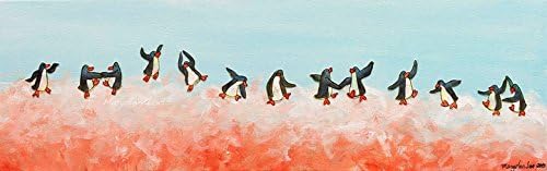 Art Animal Painting Jazz Dance with Penguin Wall Art and Home Decoration, Canvas Art Print on Canvas 24×8in No Framed