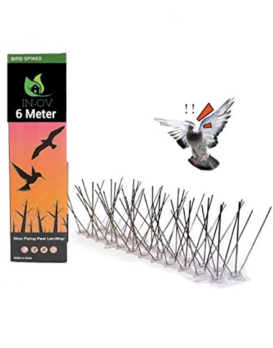 IN-OV - Kit répulsif Oiseaux Pics Anti Pigeons Anti Corbeaux en Acier Inoxydable. (6 Mètres (24X25cm))