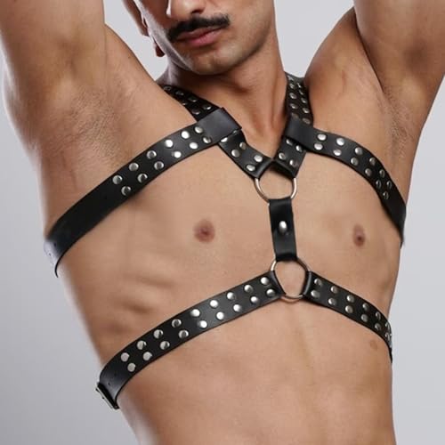 Harness Leder Brustgurt für Gay Herren, Verstellbarer Geschirr, Körper Bondage, Fetisch,Sexy Unterwäsche,Punk Gothic Kostüme