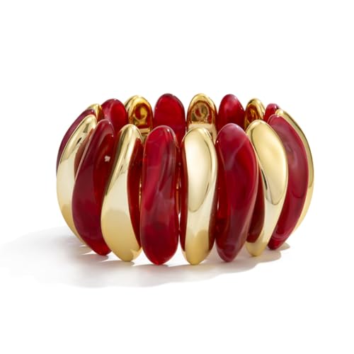 MIFYNN Acrylic Chunky Bangle Bracelets for Women Stackable Stretch Resin Bracelet Minimalist Colorful Bangle Vintage Boho Chic Wristband Jewelry for Women