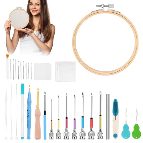 Kit punch needle pour personnaliser vos oreillers et chapeaux en laine fait main