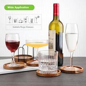 Acacia Wood Coasters for Drinks with Lip, Round Drink Coasters with Holder for Coffee Table Dining Table Wooden Table Coasters for Farmhouse Desk, Set of 6 Acacia Wood Coasters for Drinks with Lip Round Drink Coasters with Holder for Coffee Table Dining Table Wooden Table Coasters for Farmhouse Desk Set of 6