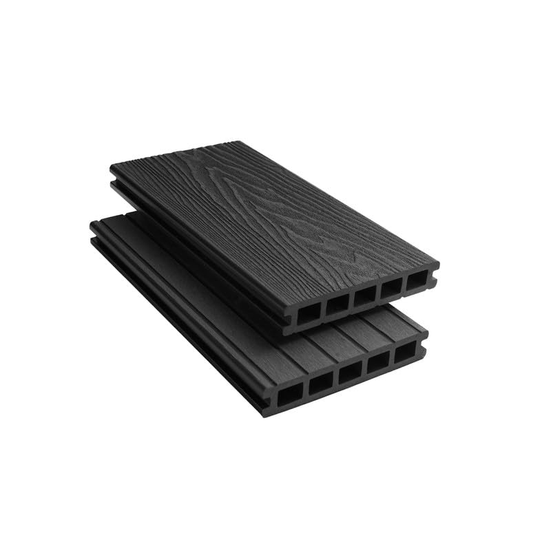 Tuda Grass Direct | 3.6m Composite Decking Board WPC – Deep Embossed Woodgrain Effect | Black